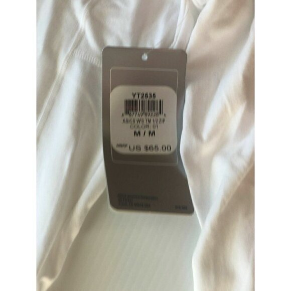 ASICS Womens White Active Soft Quarter Zip Mock Neck Thumbhole Pullover Size S - Picture 9 of 9